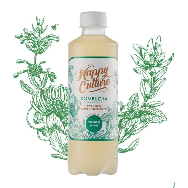 Cucumber and Mint Happy Culture Kombucha