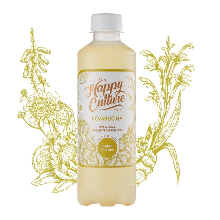 Ginger and Lemon Happy Culture Kombucha
