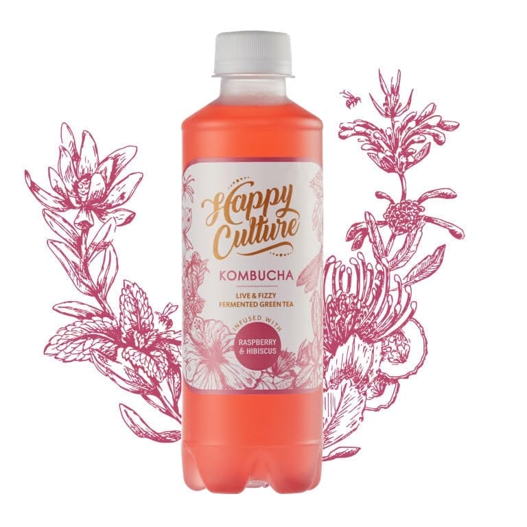 Raspberry and Hibiscus Happy Culture Kombucha